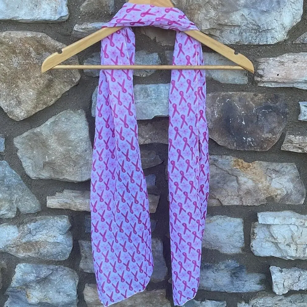 Breast Cancer Pink Ribbon Scarf